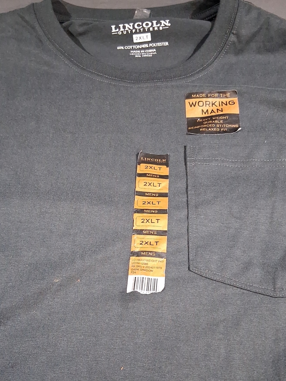 Men's Black Pocket T-Shirt - 2XLT